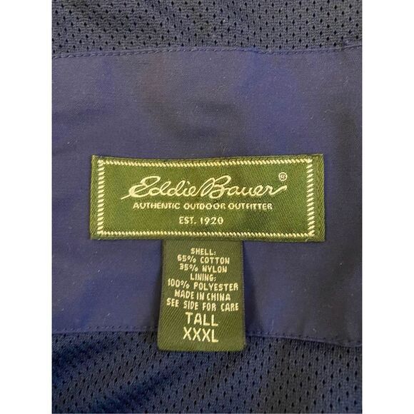 Eddie Bauer 3xl tall navy zipper jacket hood in collar - Picture 4 of 6